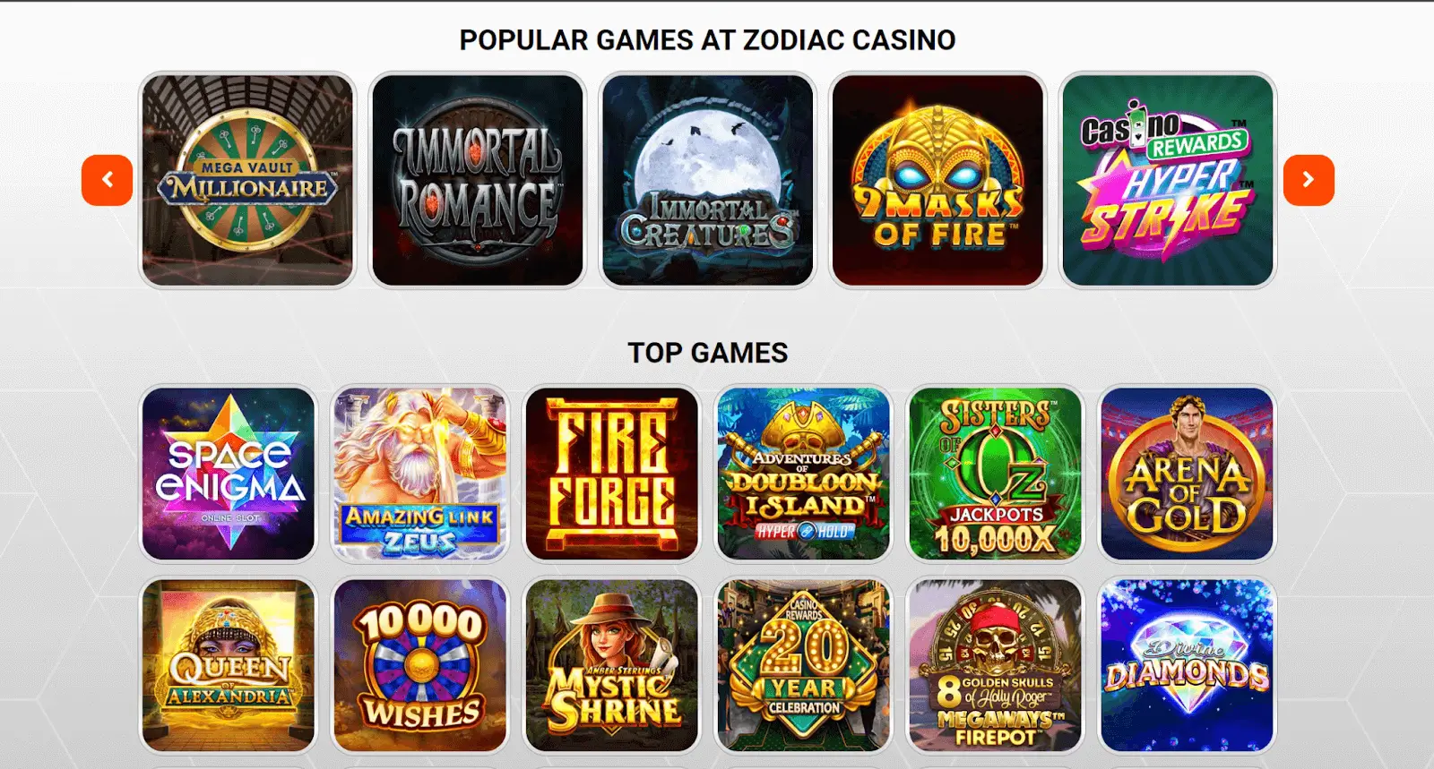 zodiac casino games